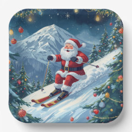 Skivakantie met de Kerstman op de berg Papieren Bordje