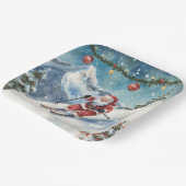 Skivakantie met de Kerstman op de berg Papieren Bordje (Gebogen)