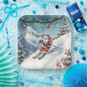 Skivakantie met de Kerstman op de berg Papieren Bordje (Feest)