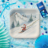 Skivakantie met de Kerstman op de berg Papieren Bordje (Feest)