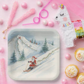 Skivakantie met de Kerstman op de berg Papieren Bordje (Feest)
