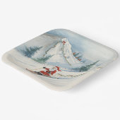 Skivakantie met de Kerstman op de berg Papieren Bordje (Gebogen)