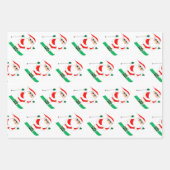 Skivakantie Santa Skiing Gift Inpakpapier Vel (Voorkant 3)