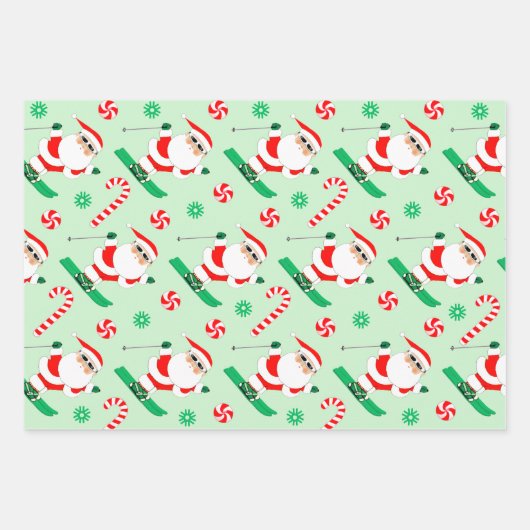 Skivakantie Santa Skiing Gift Inpakpapier Vel (Voorkant)