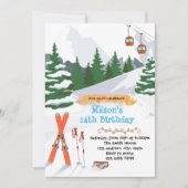 Skiverjaardagsfeestje uitnodiging (Voorkant)