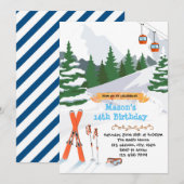 Skiverjaardagsfeestje uitnodiging (Voorkant / Achterkant)