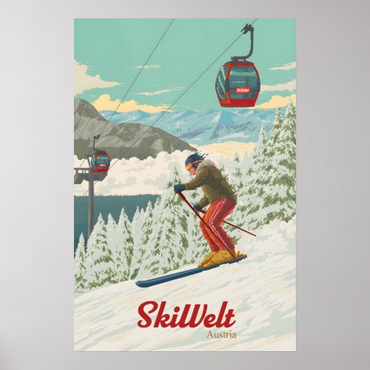SkiWelt Oostenrijk Skigebied Reisposter Poster (Voorkant)