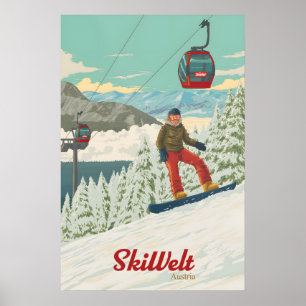 SkiWelt Oostenrijk Snowboarden Reisposter Poster