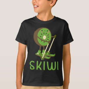 Skiwi Kiwi Ski Skiër Fruit Fruits Winter Sport App T-shirt