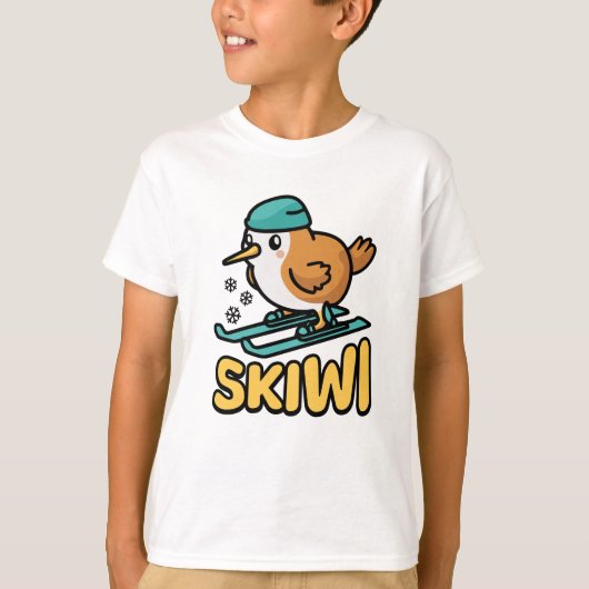 Skiwi! Schattige skiën Kiwi Pun T-shirt (Voorkant)