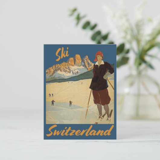 skki Zwitserland Zwitserse Alpen reizen Briefkaart (Staand voorkant)