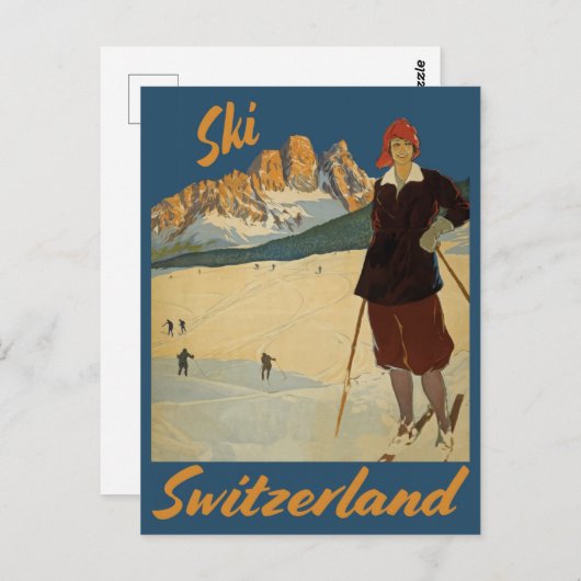skki Zwitserland Zwitserse Alpen reizen Briefkaart (Voorkant / Achterkant)