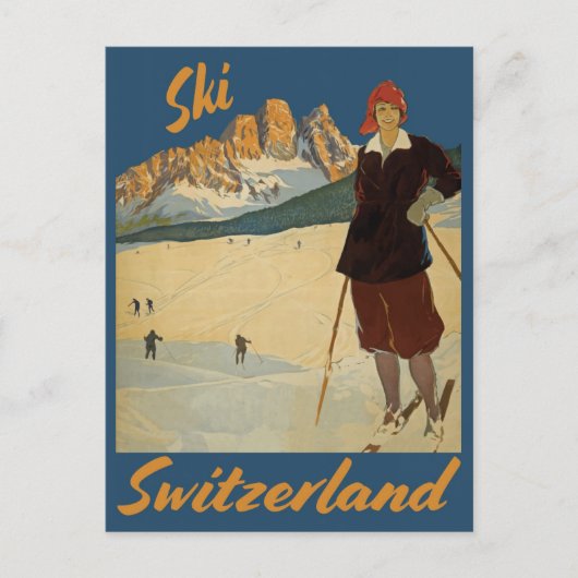 skki Zwitserland Zwitserse Alpen reizen Briefkaart (Voorkant)