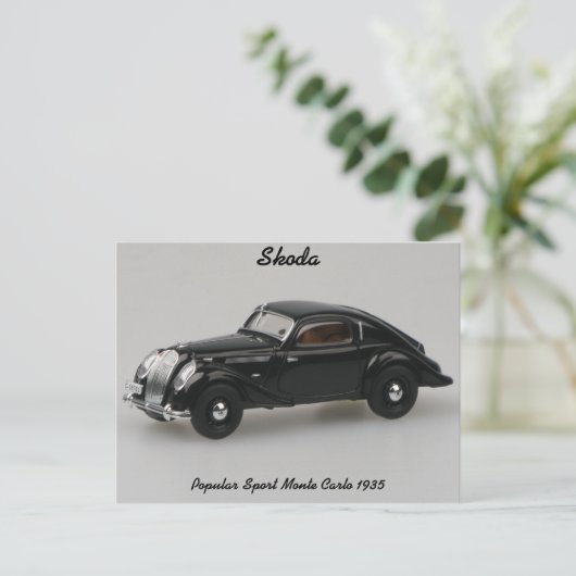 Skoda Popular Sport Monte Carlo 1935 Briefkaart (Staand voorkant)
