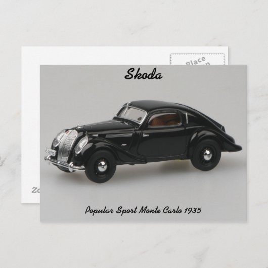 Skoda Popular Sport Monte Carlo 1935 Briefkaart (Voorkant / Achterkant)