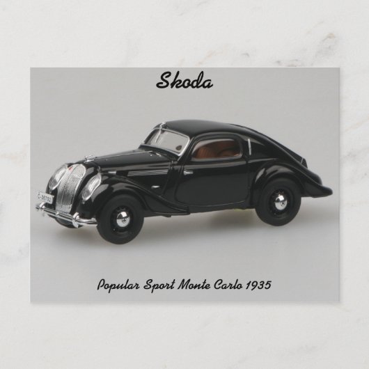 Skoda Popular Sport Monte Carlo 1935 Briefkaart (Voorkant)