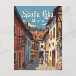 Škofja Loka Oude Stad Steeg Slovenië Briefkaart