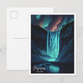 Skogafoss Engeland vintage reisillustratie Briefkaart (Voorkant / Achterkant)