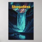 Skogafoss Iceland Travel Art Vintage Poster (Voorkant)