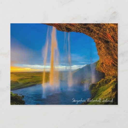 Skogafoss Waterfall, IJsland Feestdagenkaart (Voorkant)