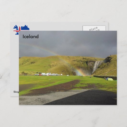 Skógafoss Waterfall, Skógá, Zuid-IJsland Briefkaart (Voorkant / Achterkant)