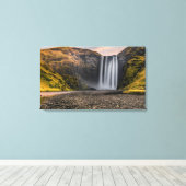 Skogafoss Waterval in de zondagsopstand Canvas Afdruk (Insitu (Houten vloer))