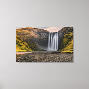 Skogafoss Waterval in de zondagsopstand Canvas Afdruk