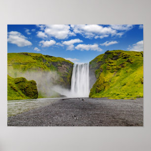 Skogafoss waterval in IJsland Poster