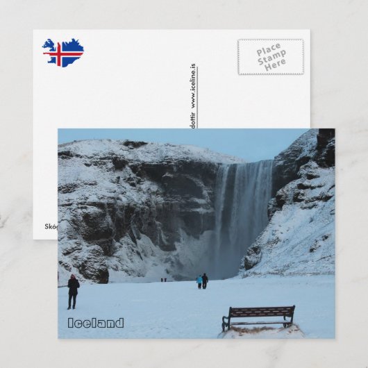 Skógafoss waterval, Skógá, ten zuiden van IJsland Briefkaart (Voorkant / Achterkant)