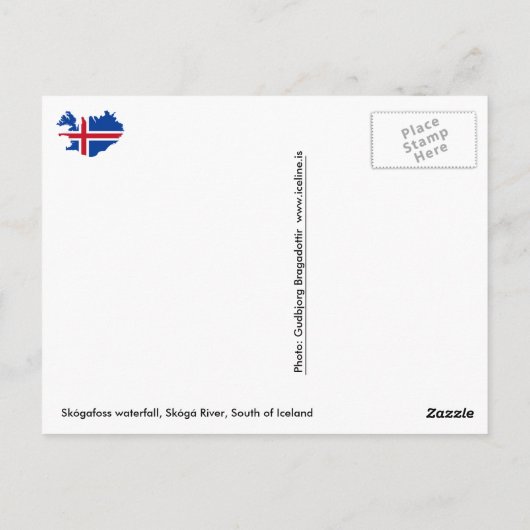 Skógafoss waterval, Skógá, ten zuiden van IJsland Briefkaart (Achterkant)
