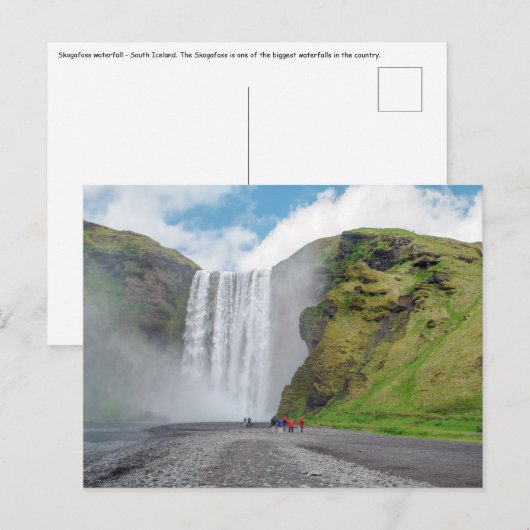Skogafoss waterval - Skogar dorp, IJsland Briefkaart (Voorkant / Achterkant)