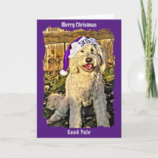 SKOL Golden doodle Dog Christmas Yule Holiday Kaar Feestdagen Kaart (Voorkant)