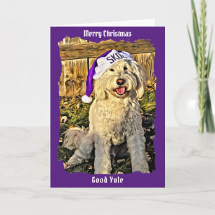 SKOL Golden doodle Dog Christmas Yule Holiday Kaar Feestdagen Kaart