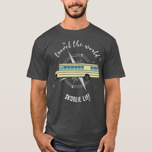 Skoolie Life Converted School Bus Traveling T-shirt (Voorkant)
