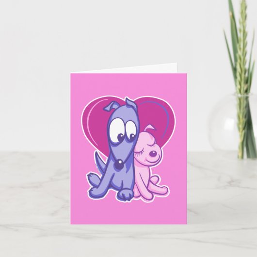 Skootle en Moon Pink Valentijns's 4x5,6" Kaart (Voorkant)