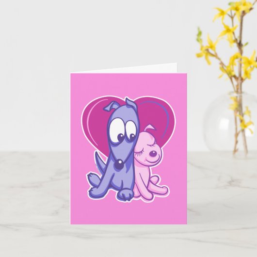 Skootle en Moon Pink Valentijns's 4x5,6" Kaart (Gele Bloem)