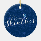 Skopelos met Griekse vlag Keramisch Ornament (Achterkant)