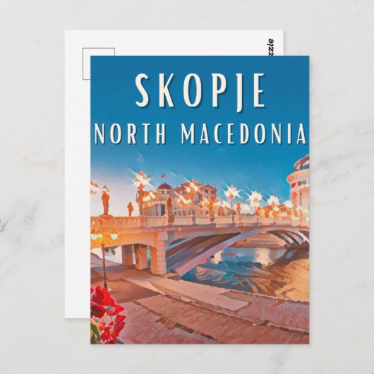 Skopje, brugstad briefkaart (Voorkant / Achterkant)