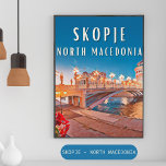 Skopje, brugstad poster<br><div class="desc">Skopje is de hoofdstad en de grootste stad van Noord-Macedonië. De stad ligt in het hart van de Balkan, in het noorden van het land, dicht bij de grens met Kosovo, aan de oevers van de Vardar. Alleen uit Macedonië komt het grootste deel van de administratieve, economische en culturele functies...</div>