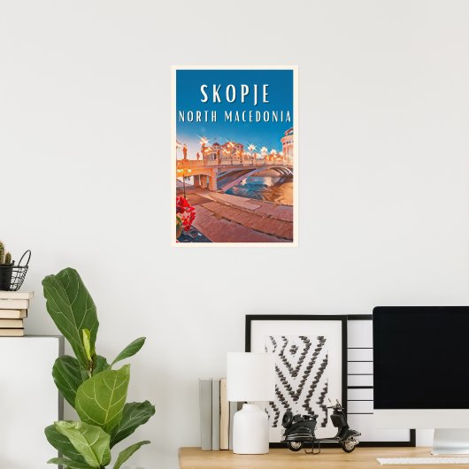 Skopje, brugstad poster (Thuiskantoor)