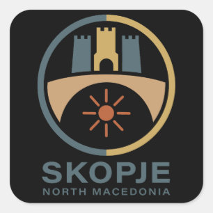 Skopje Noord-Macedonië Europa Vierkante Sticker