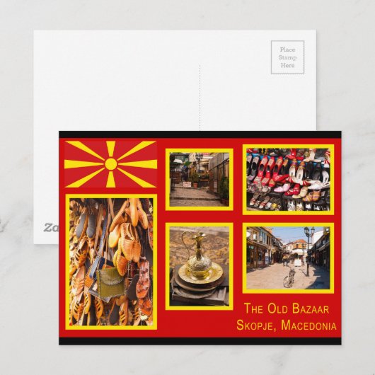 Skopje, Noord-Macedonië Old Bazaar Briefkaart (Voorkant / Achterkant)