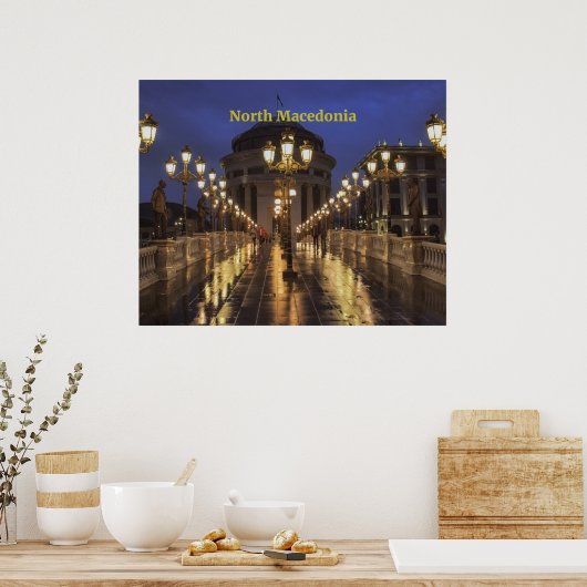 Skopje, Noord-Macedonië Poster (Keuken)