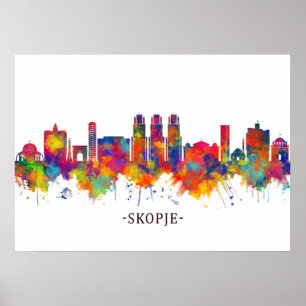 Skopje Republic of Macedonië Skyline Poster