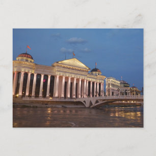 Skopje 's nachts, Noord-Macedonië Briefkaart