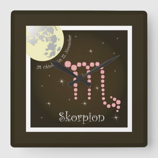 Skorpion 24. Oktober bis 22. November Uhr Vierkante Klok (Voorkant)