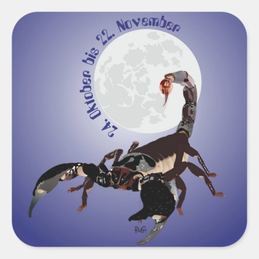 Skorpion Aufkleber Vierkante Sticker (Voorkant)