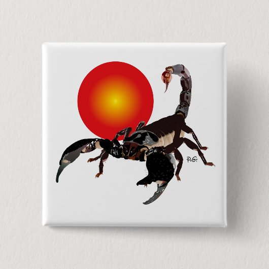 Skorpion-Buttonnen Vierkante Button 5,1 Cm (Voorkant)