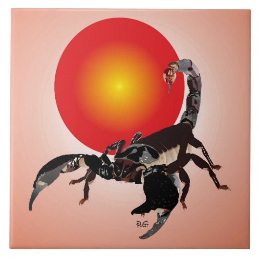 Skorpion Keramik Fotofliese Tegeltje (Voorkant)