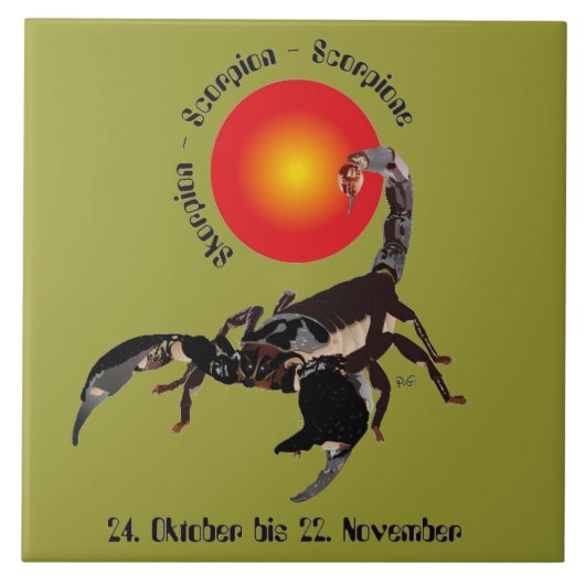 Skorpion Keramik Fotofliese Tegeltje (Voorkant)